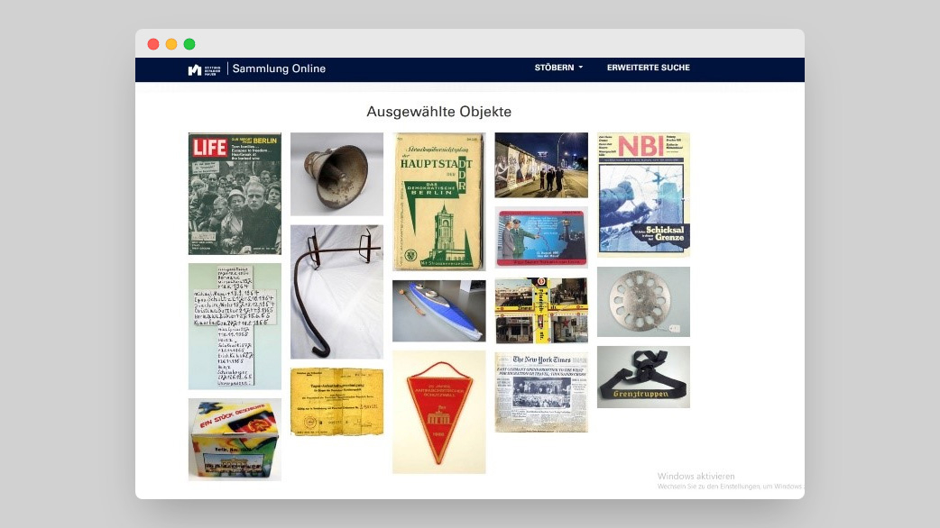 Screenshot Sammlung Online